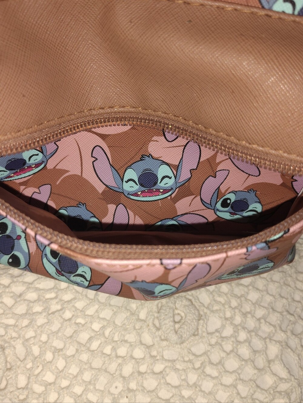 Disney Lilo & Stitch All Over Print Mini Backpack Brown Pink Bioworld Like New